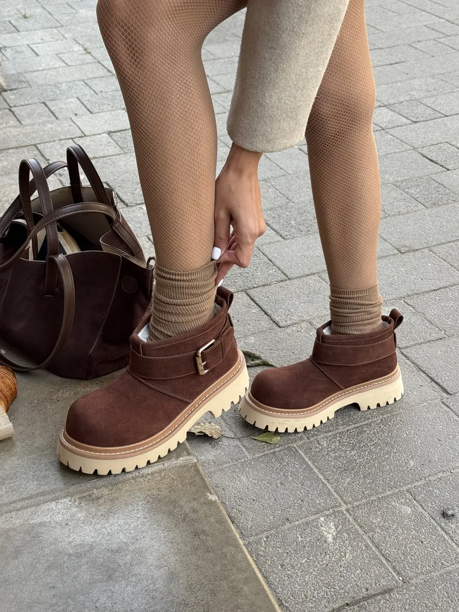 Ботинки женские натуральная замша шерсть