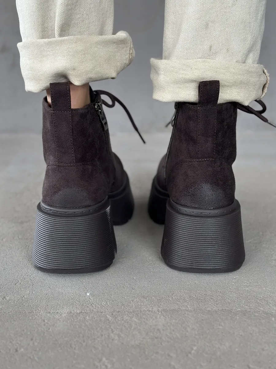 Ботинки женские экозамша шерсть