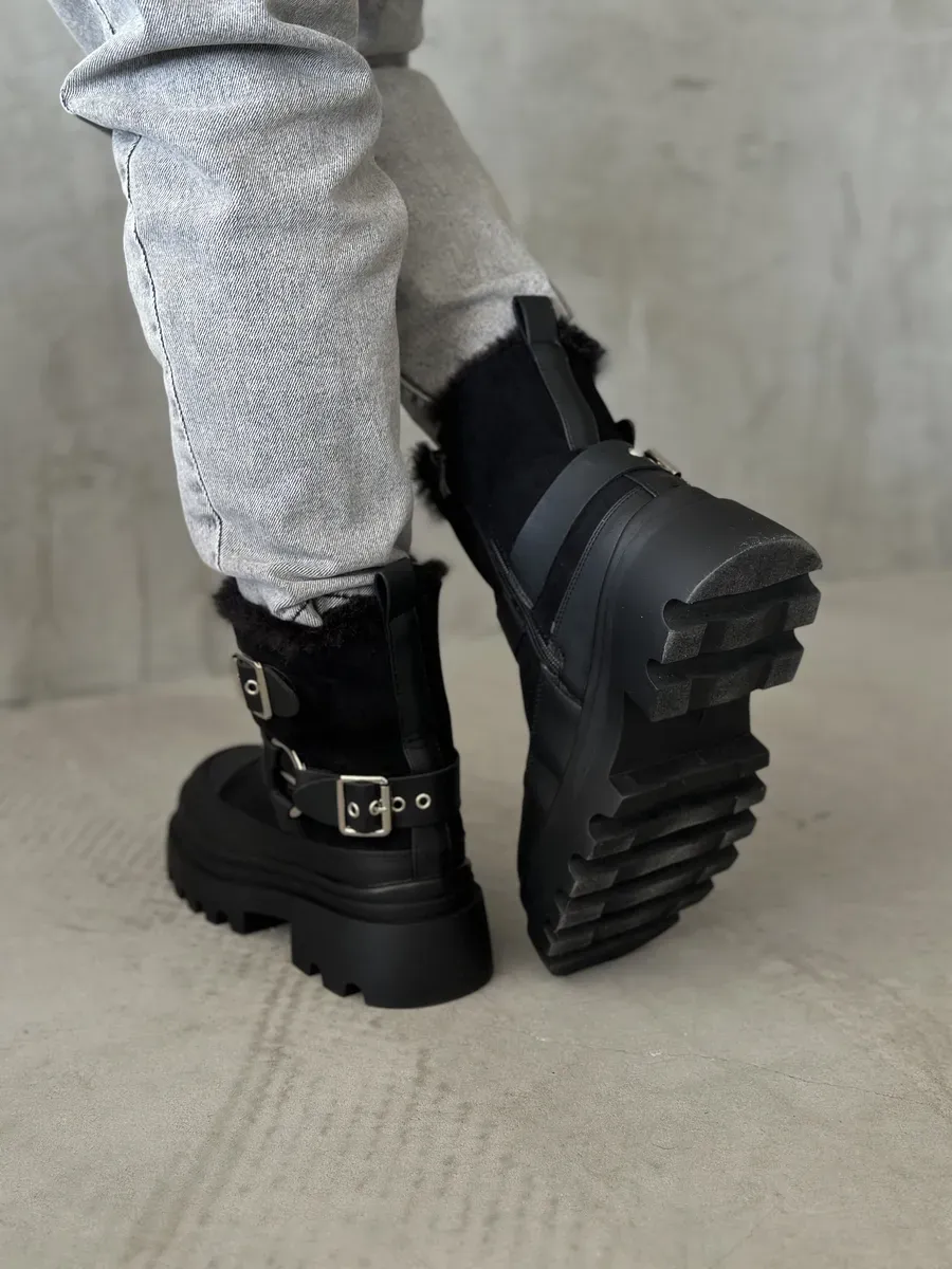 Ботинки женские экозамша шерсть