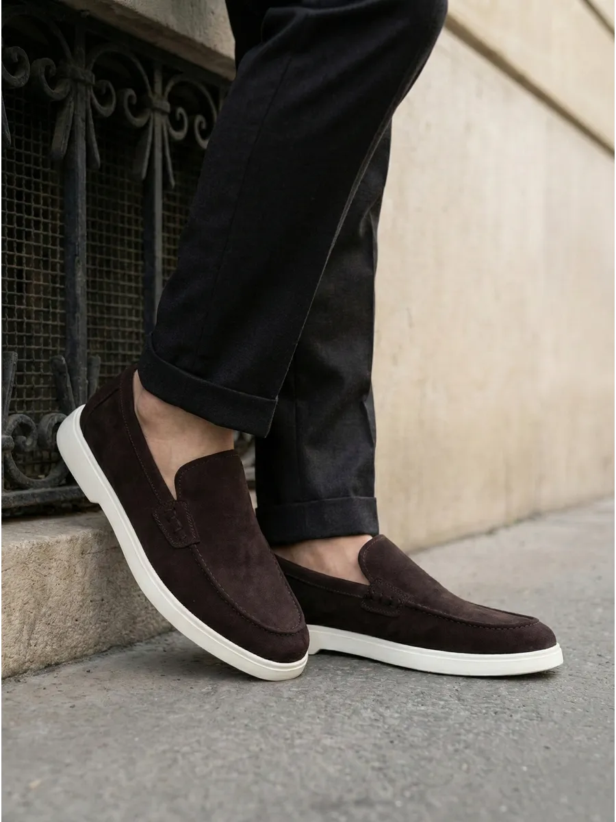 Замшевые лоферы мужские классические на платформе