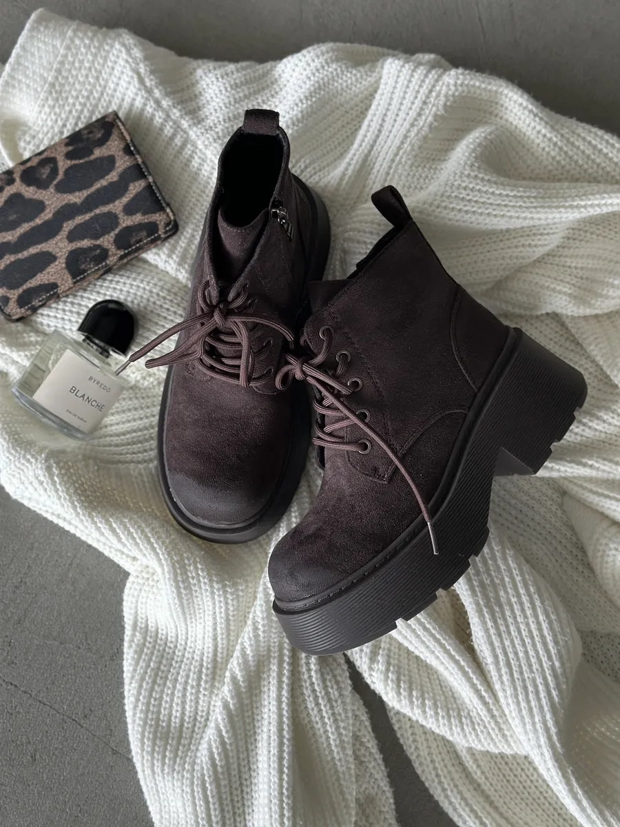 Ботинки женские экозамша шерсть