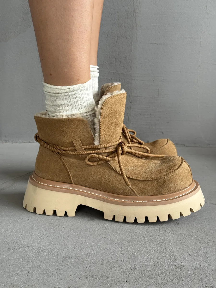 Ботинки женские натуральная замша шерсть