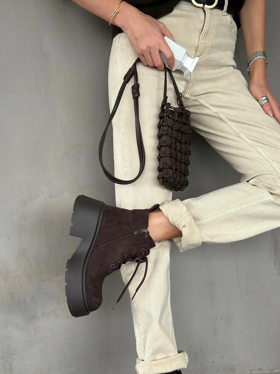 Ботинки женские экозамша шерсть