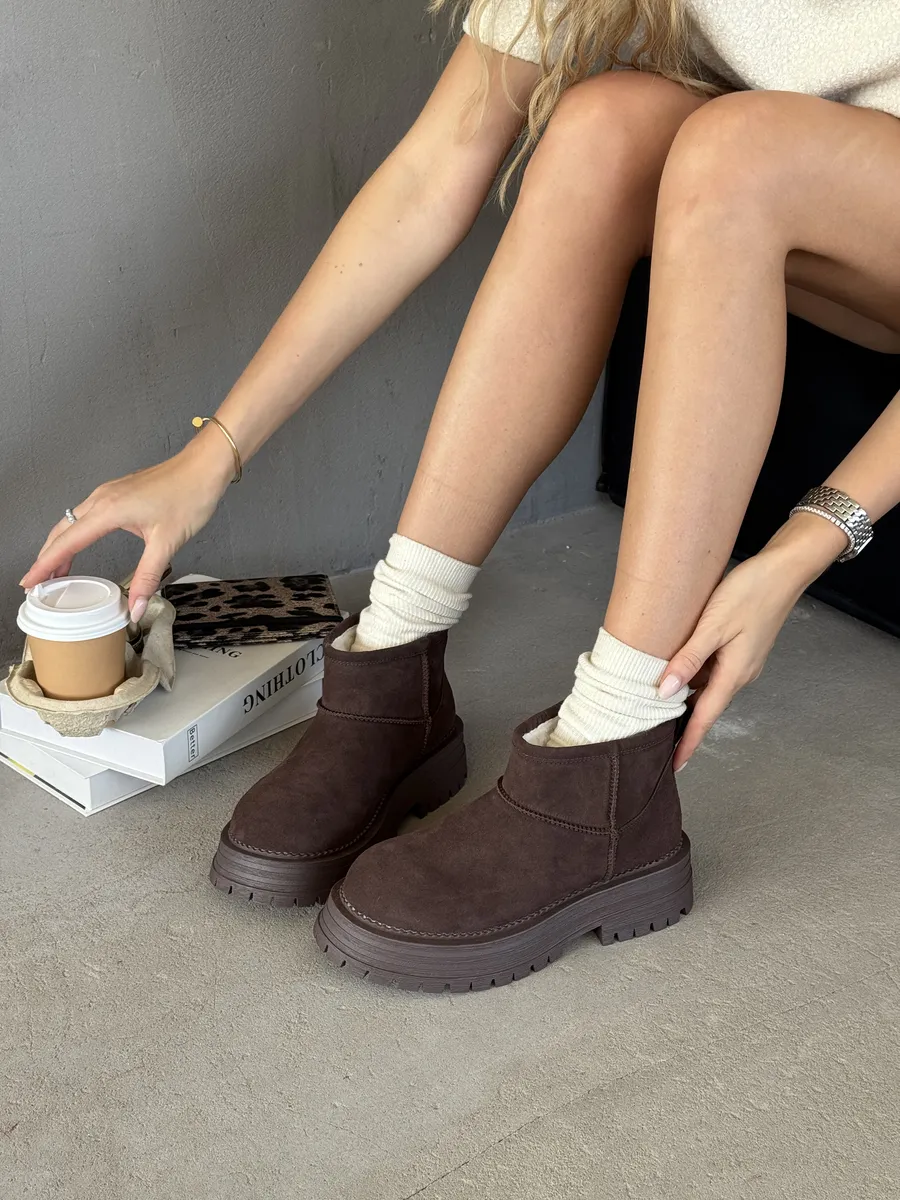 Ботинки женские натуральная замша шерсть