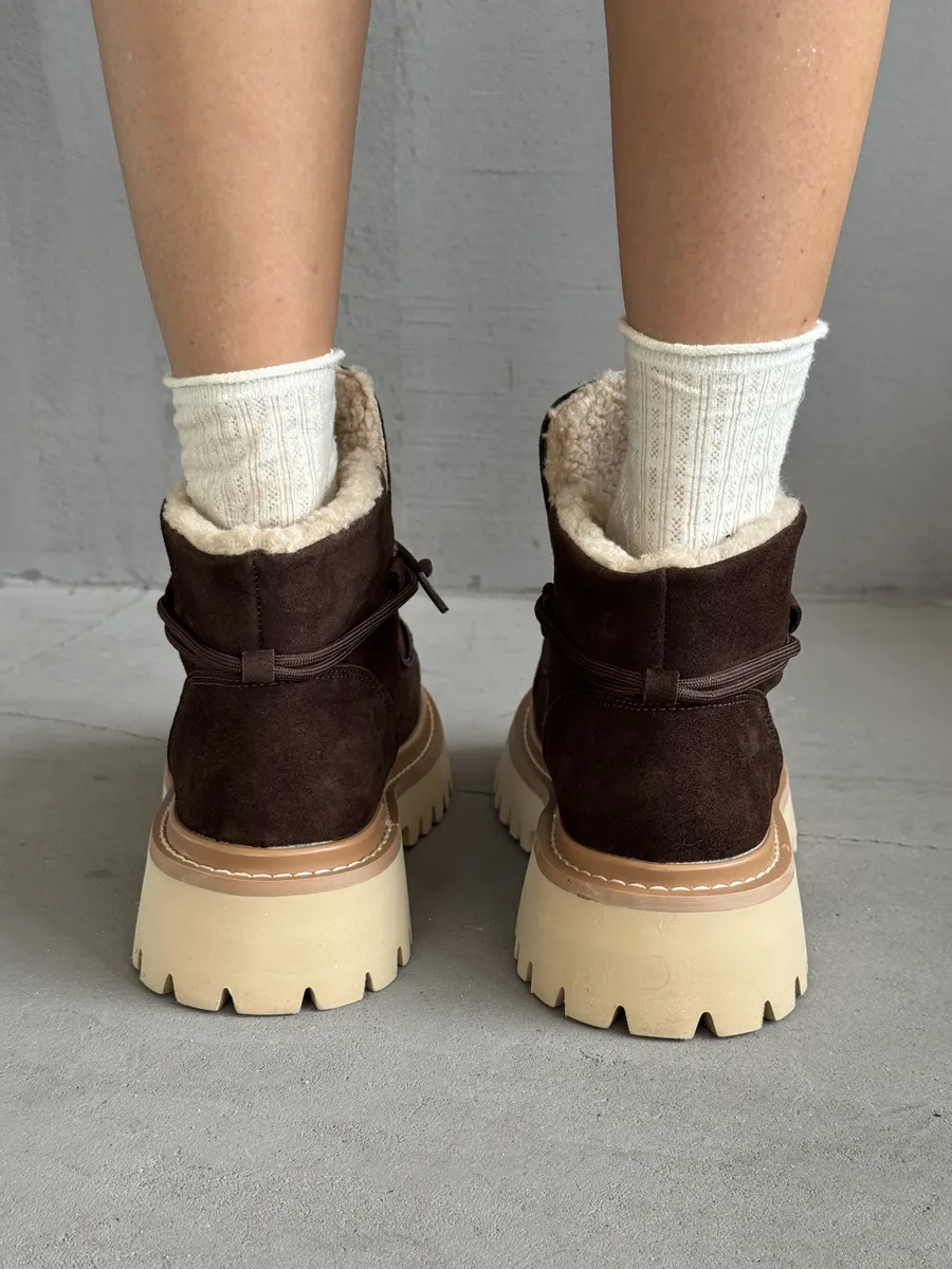 Ботинки женские натуральная замша шерсть