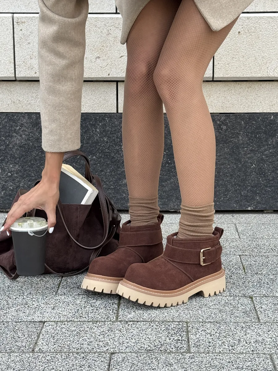 Ботинки женские натуральная замша шерсть