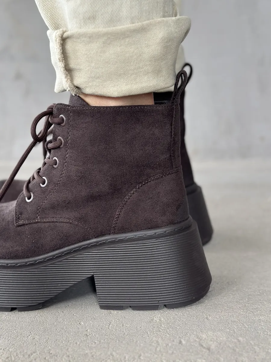 Ботинки женские экозамша шерсть