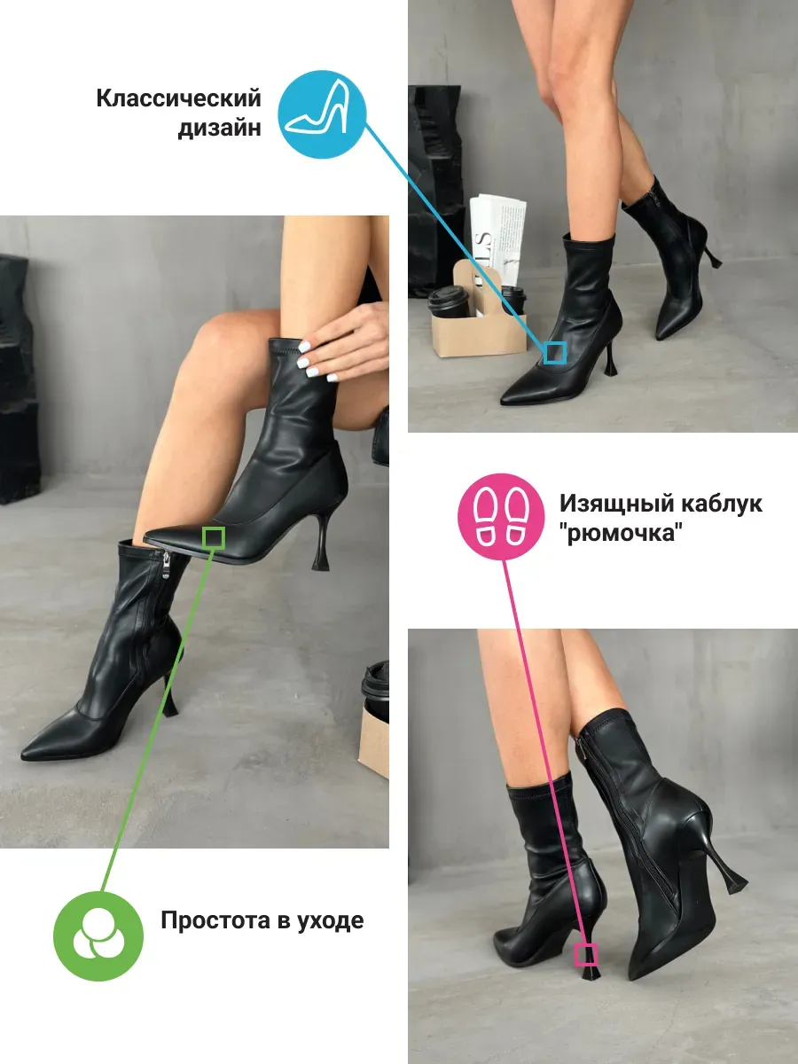 Ботильоны женские экокожа