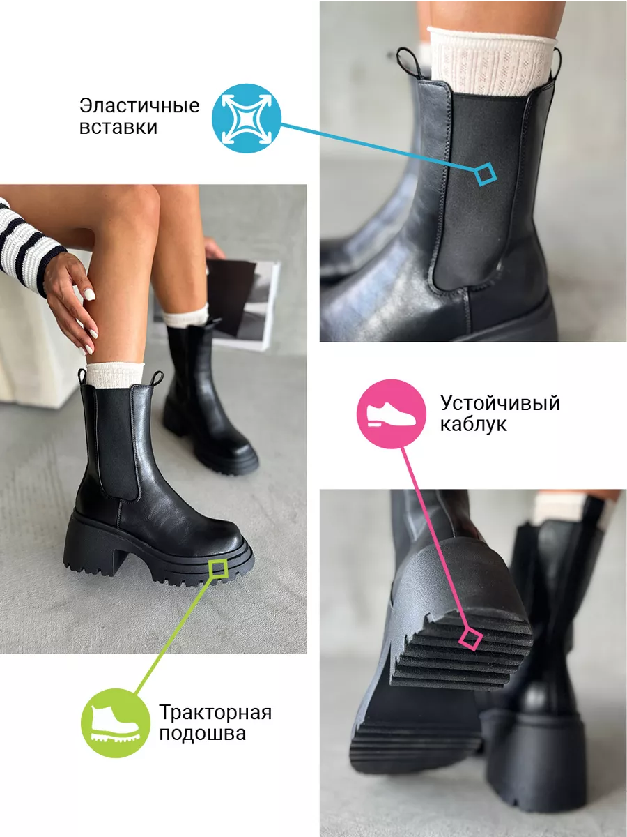 Ботинки женские экокожа шерсть