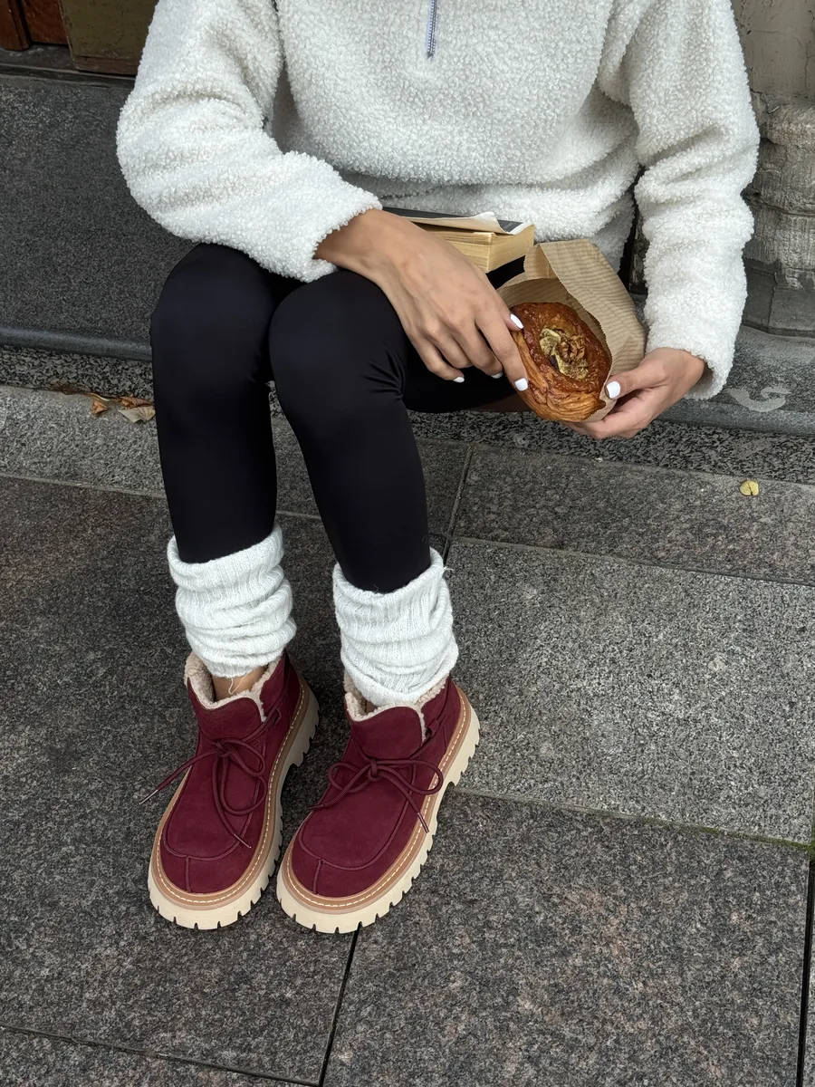 Ботинки женские натуральная замша шерсть