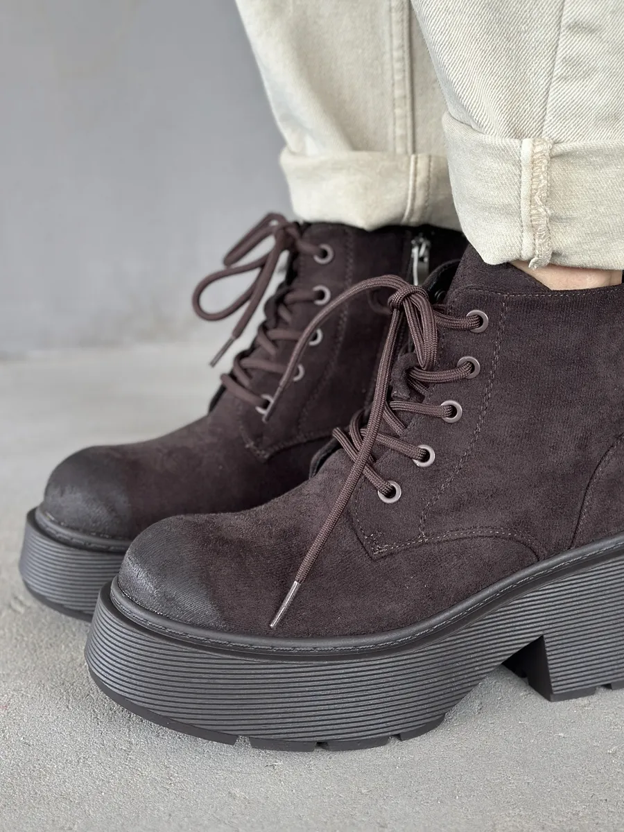 Ботинки женские экозамша шерсть