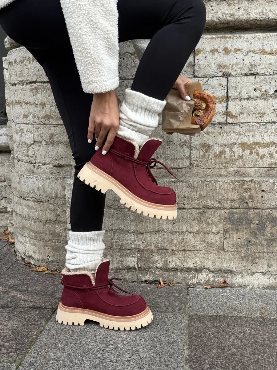 Ботинки женские натуральная замша шерсть