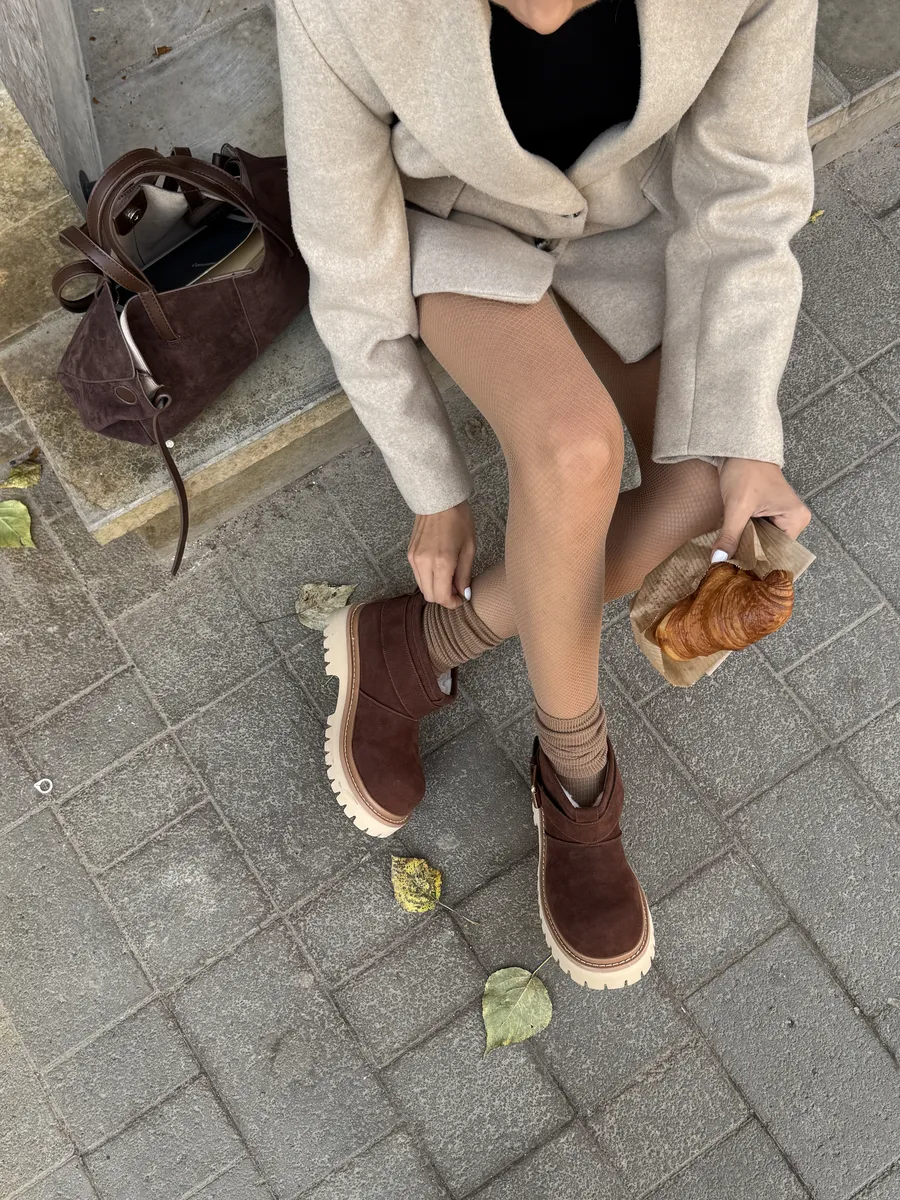 Ботинки женские натуральная замша шерсть