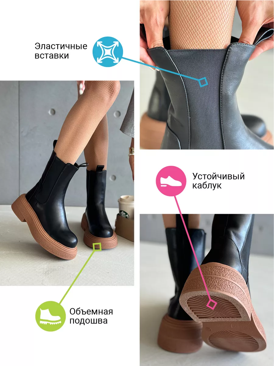 Ботинки женские экокожа шерсть