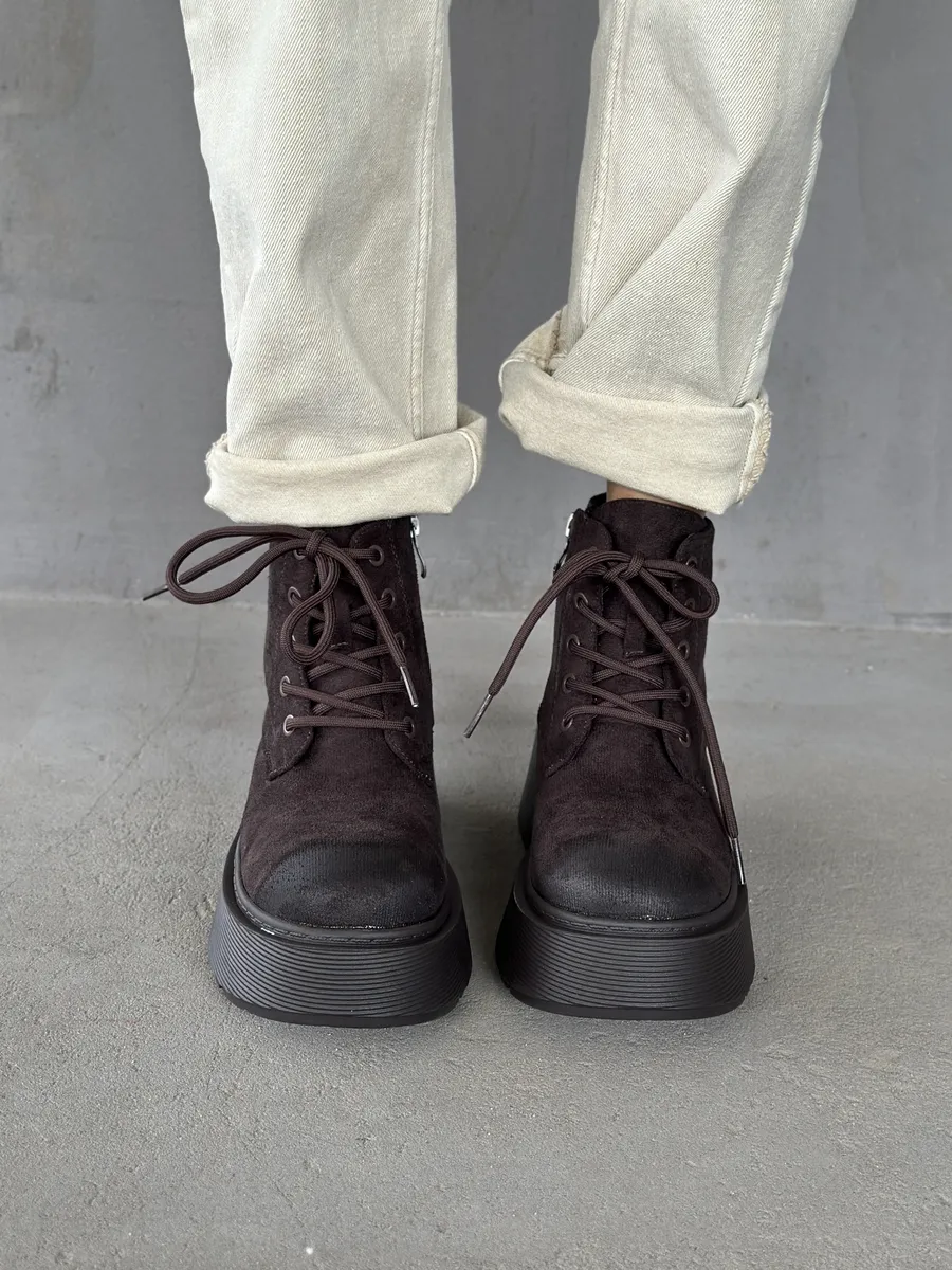 Ботинки женские экозамша шерсть