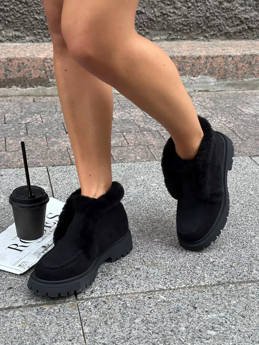 Ботинки женские экозамша шерсть