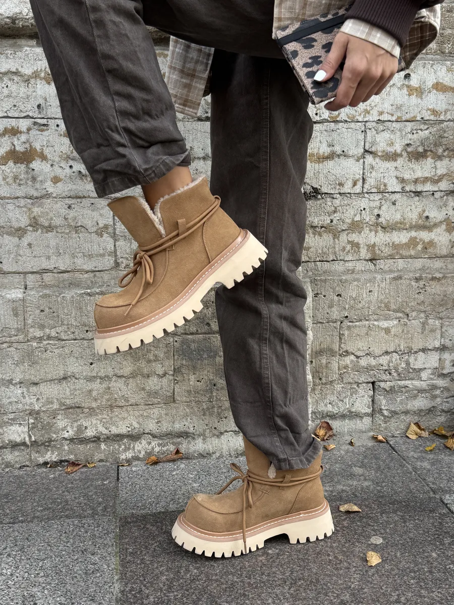 Ботинки женские натуральная замша шерсть