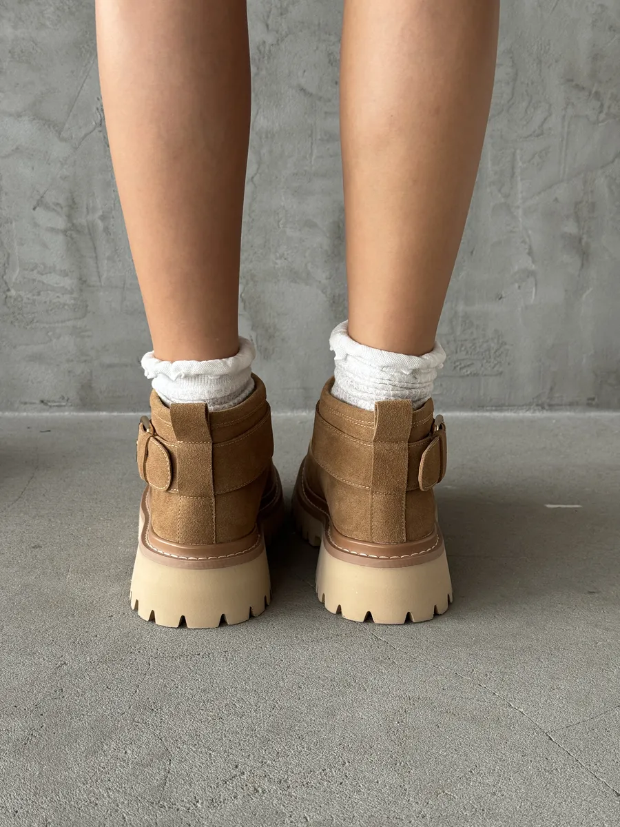 Ботинки женские натуральная замша шерсть