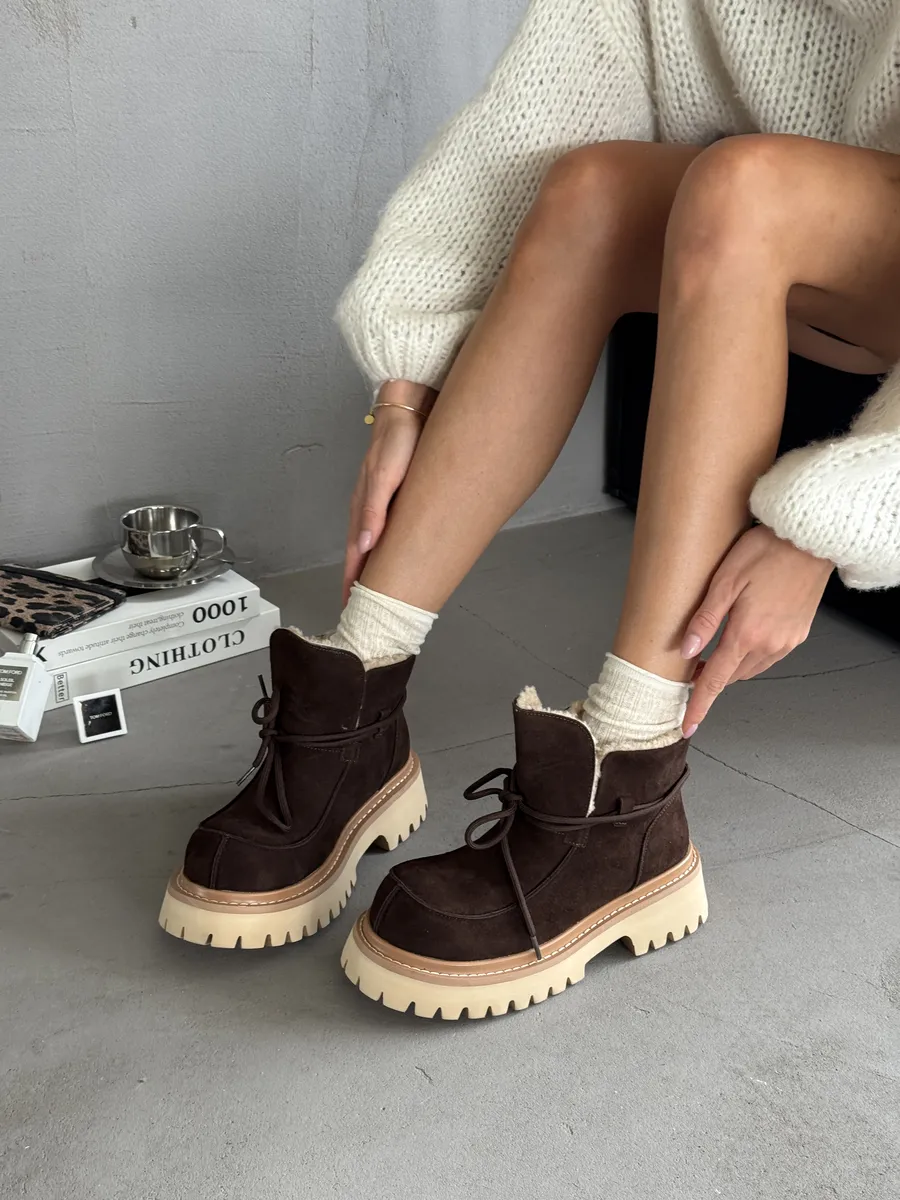 Ботинки женские натуральная замша шерсть