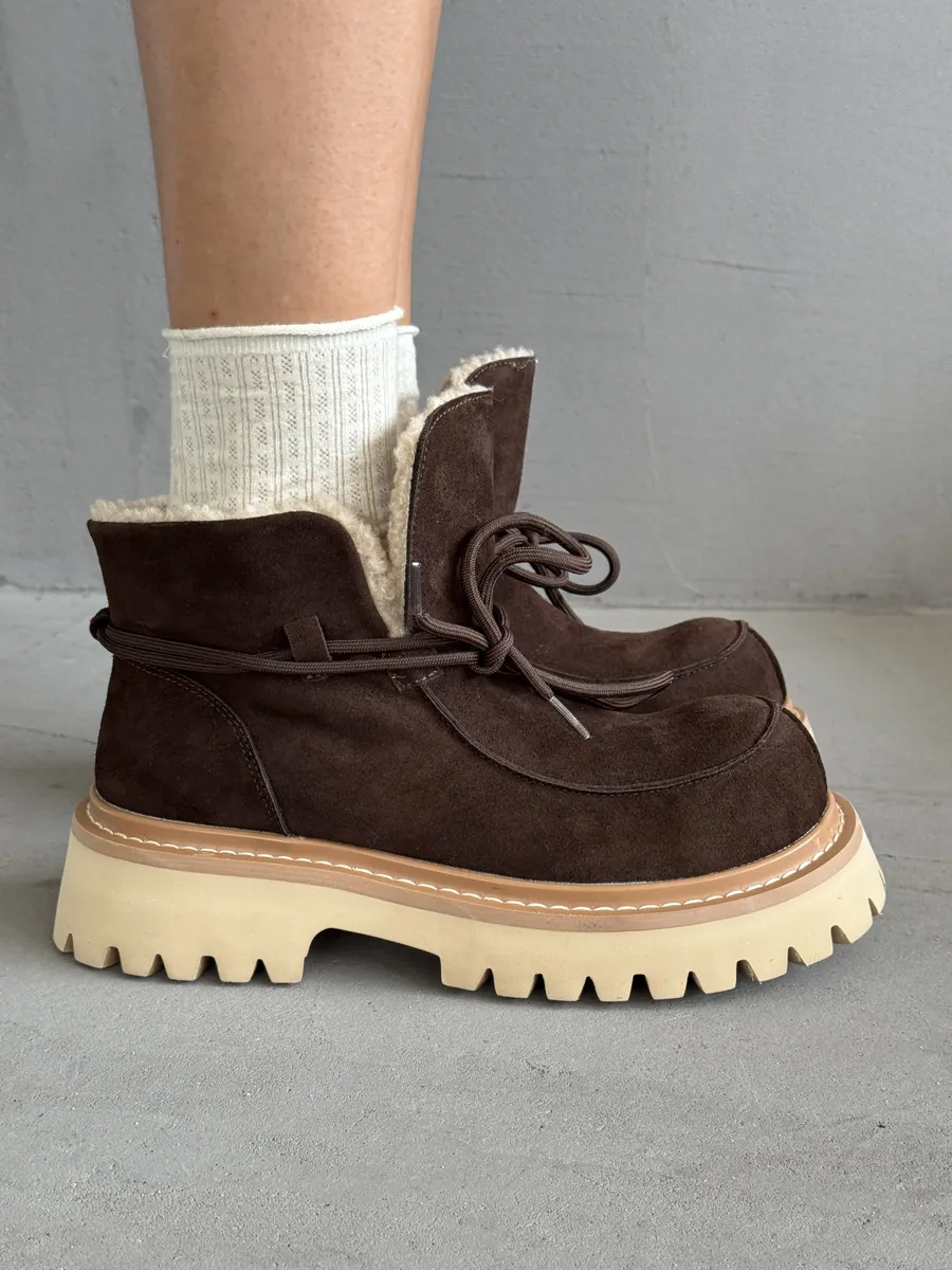 Ботинки женские натуральная замша шерсть