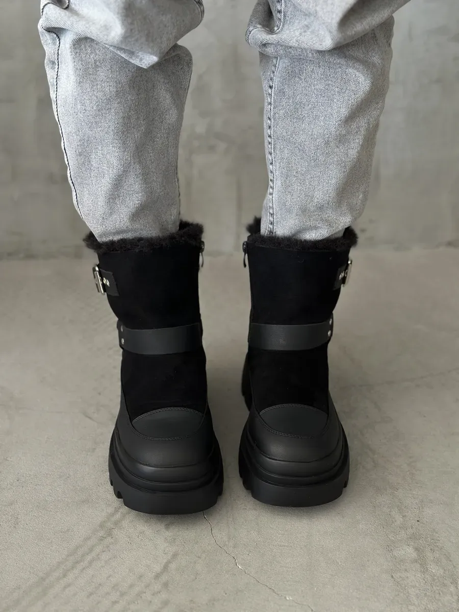 Ботинки женские экозамша шерсть