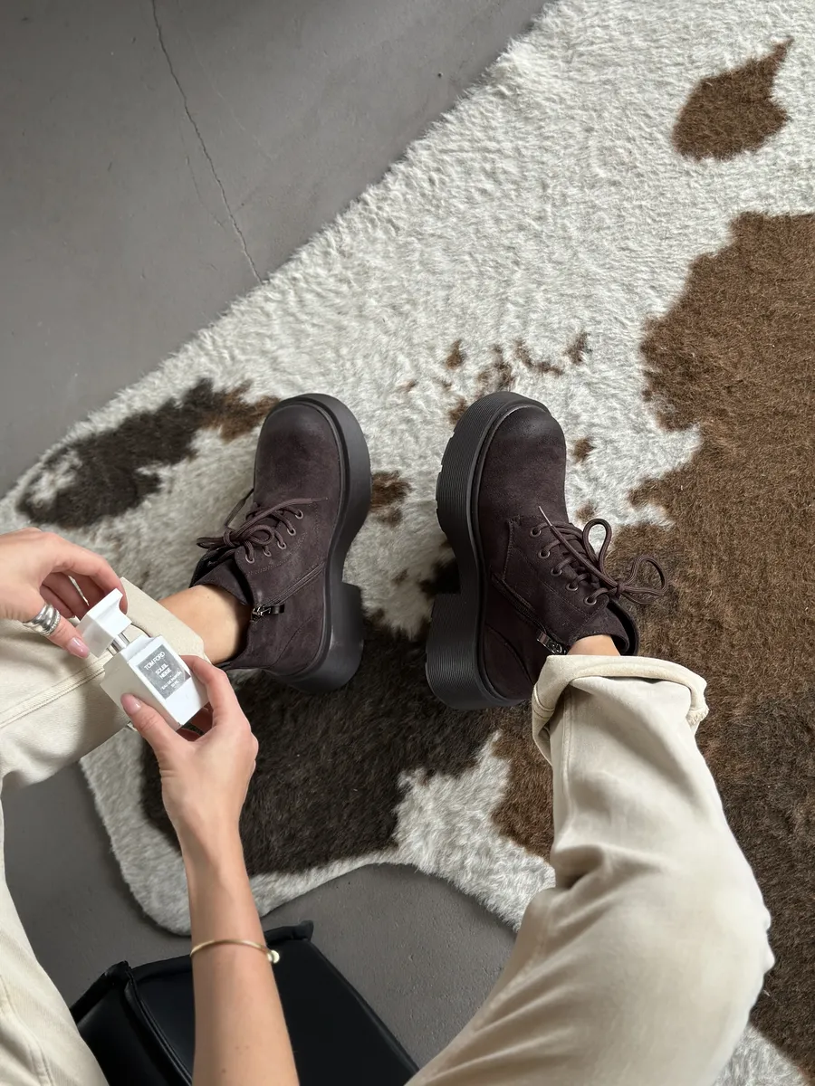 Ботинки женские экозамша шерсть