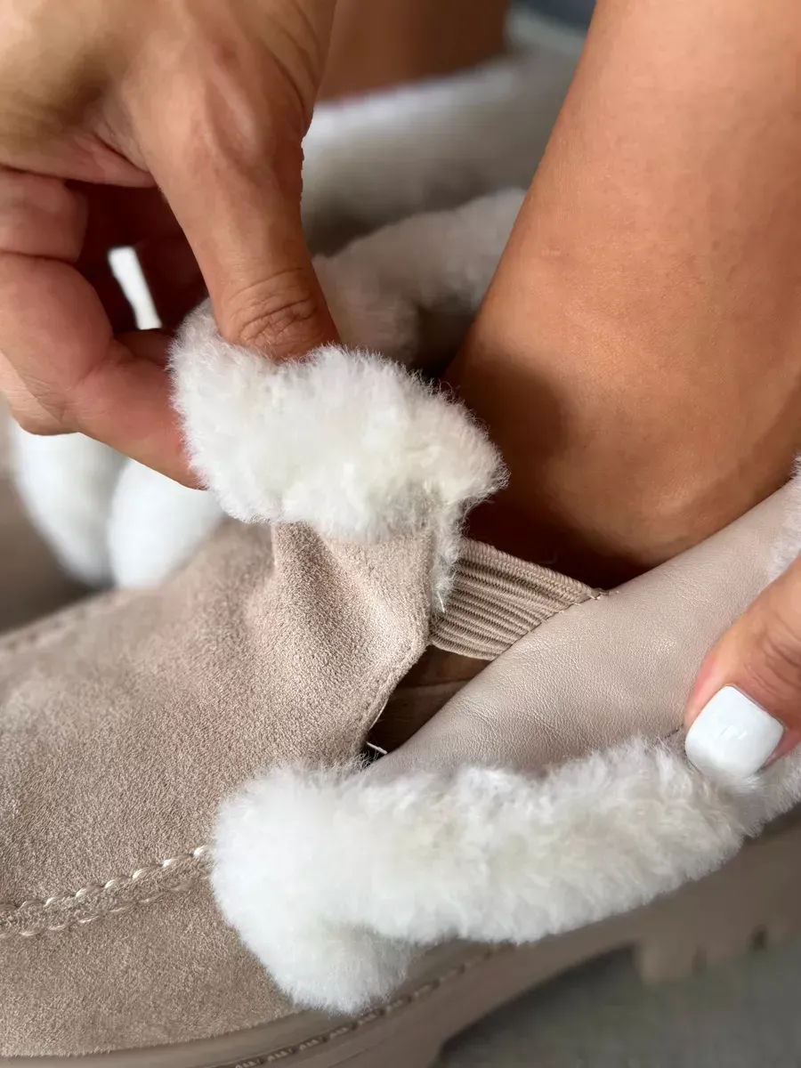 Ботинки женские экозамша шерсть