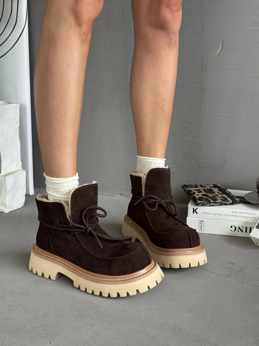 Ботинки женские натуральная замша шерсть