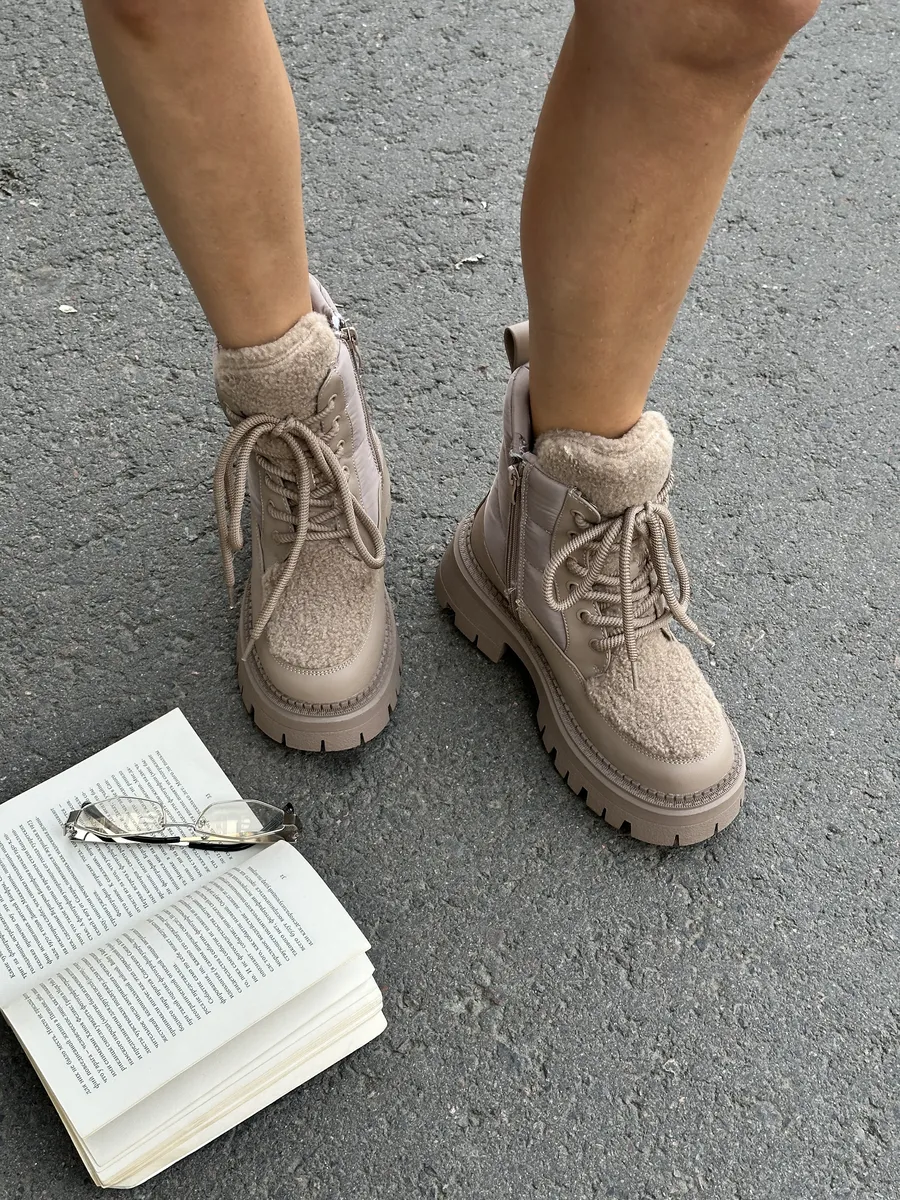 Ботинки женские текстиль шерсть