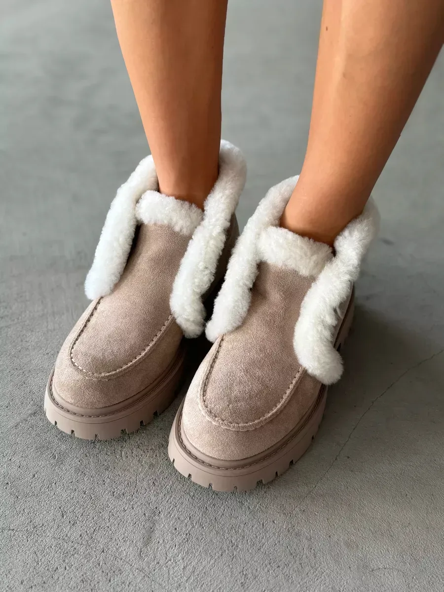 Ботинки женские экозамша шерсть