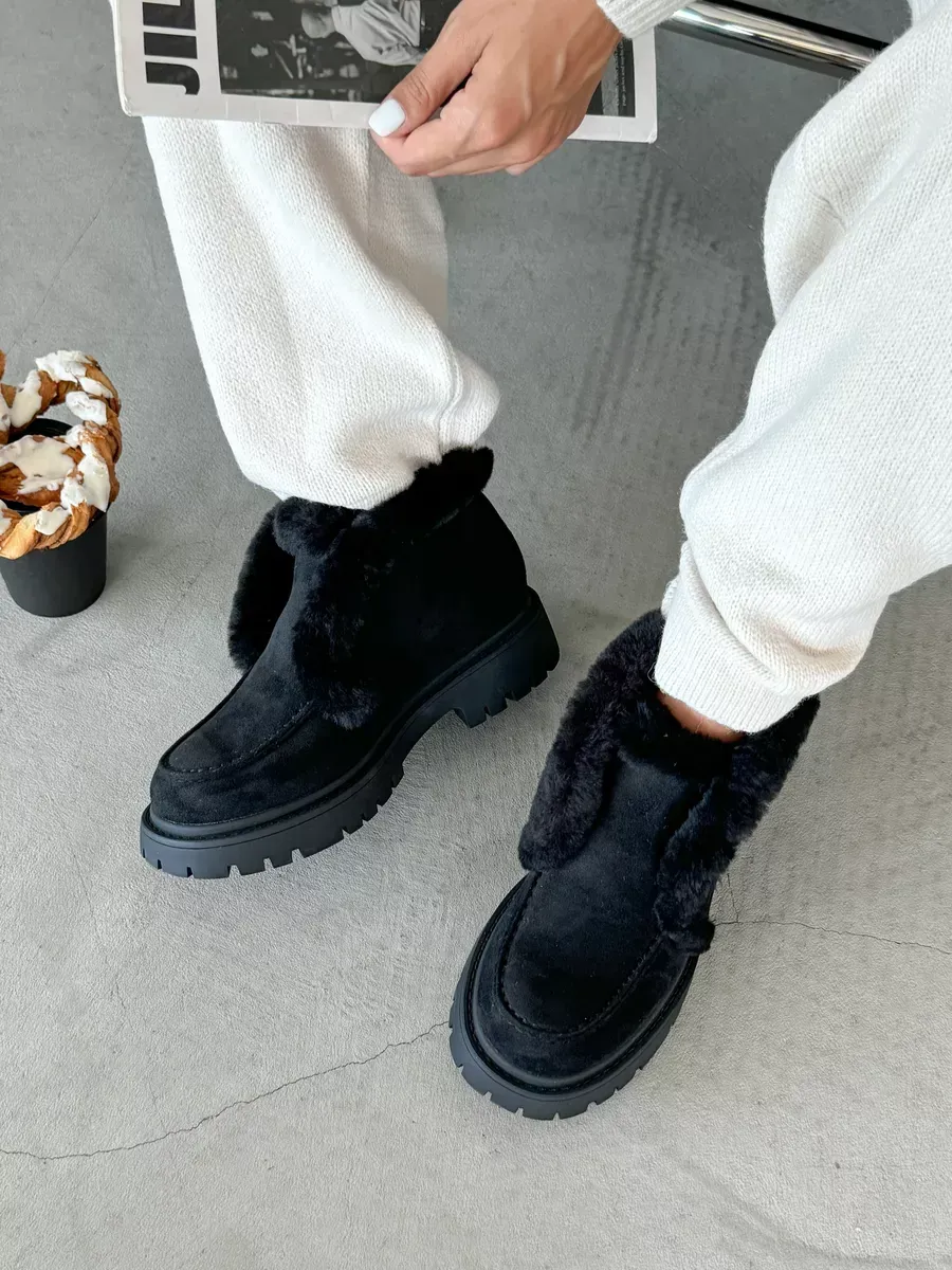 Ботинки женские экозамша шерсть