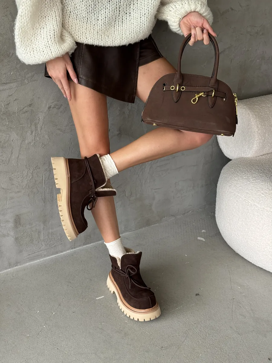 Ботинки женские натуральная замша шерсть