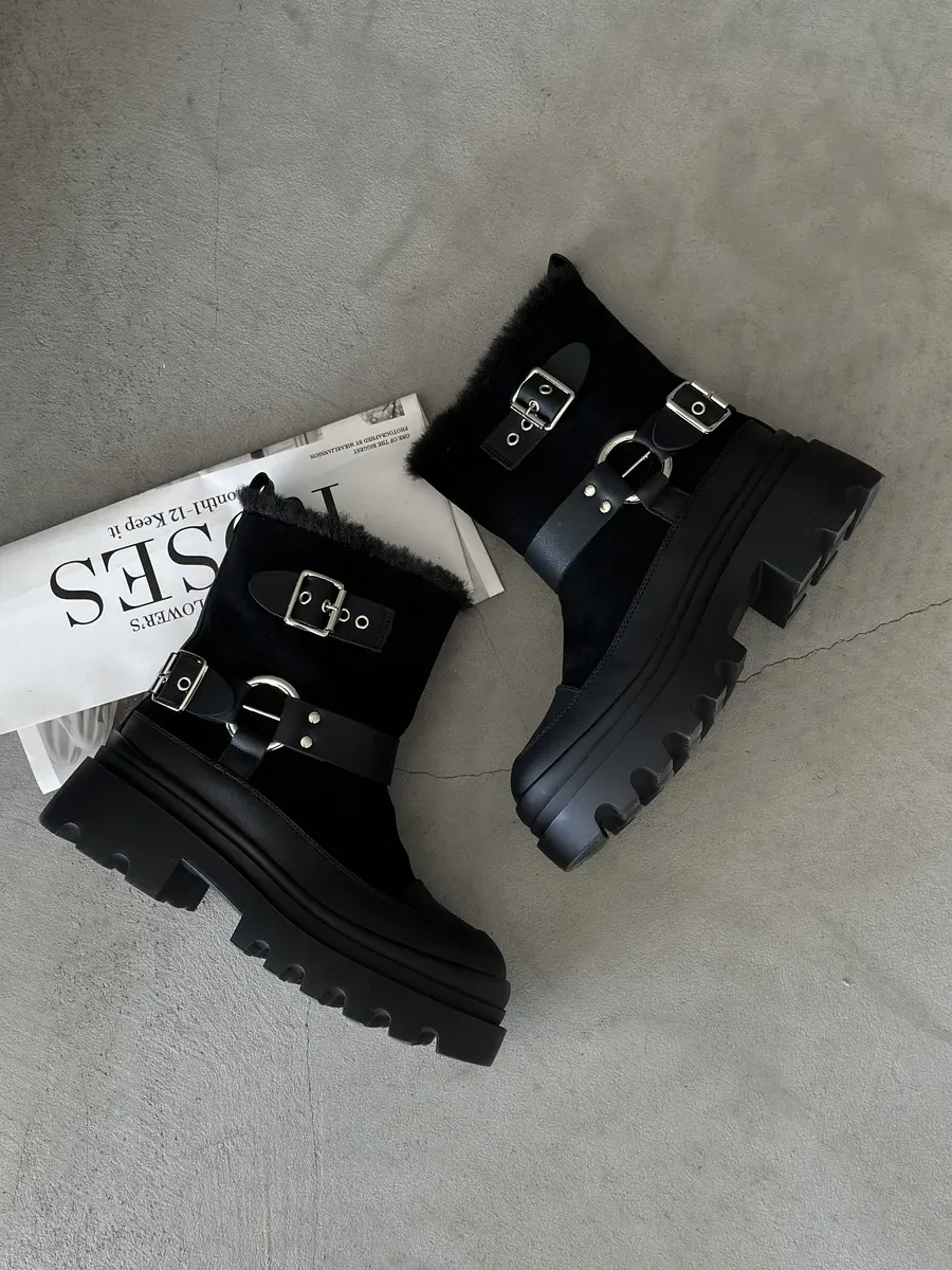 Ботинки женские экозамша шерсть