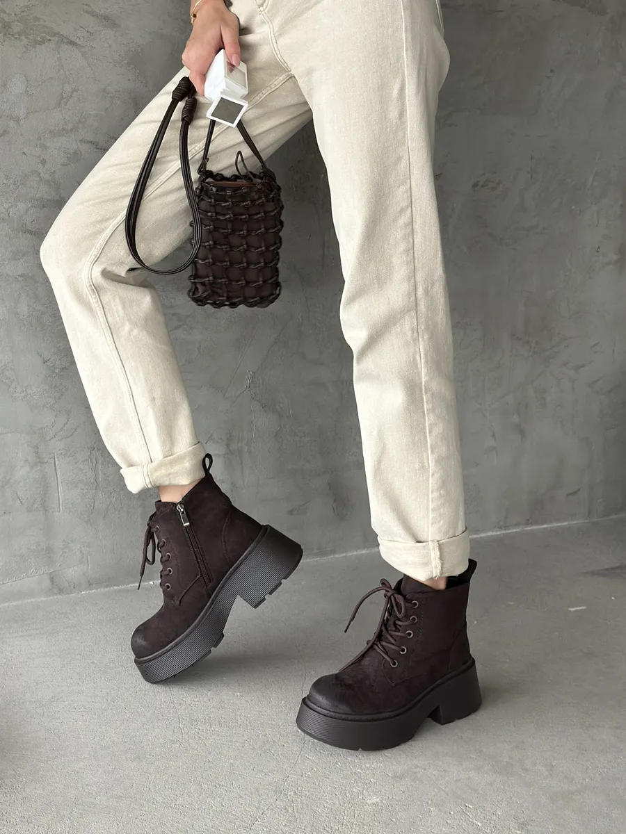 Ботинки женские экозамша шерсть