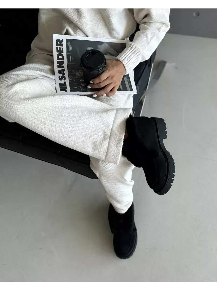 Ботинки женские экозамша шерсть