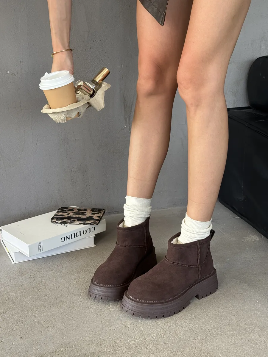 Ботинки женские натуральная замша шерсть