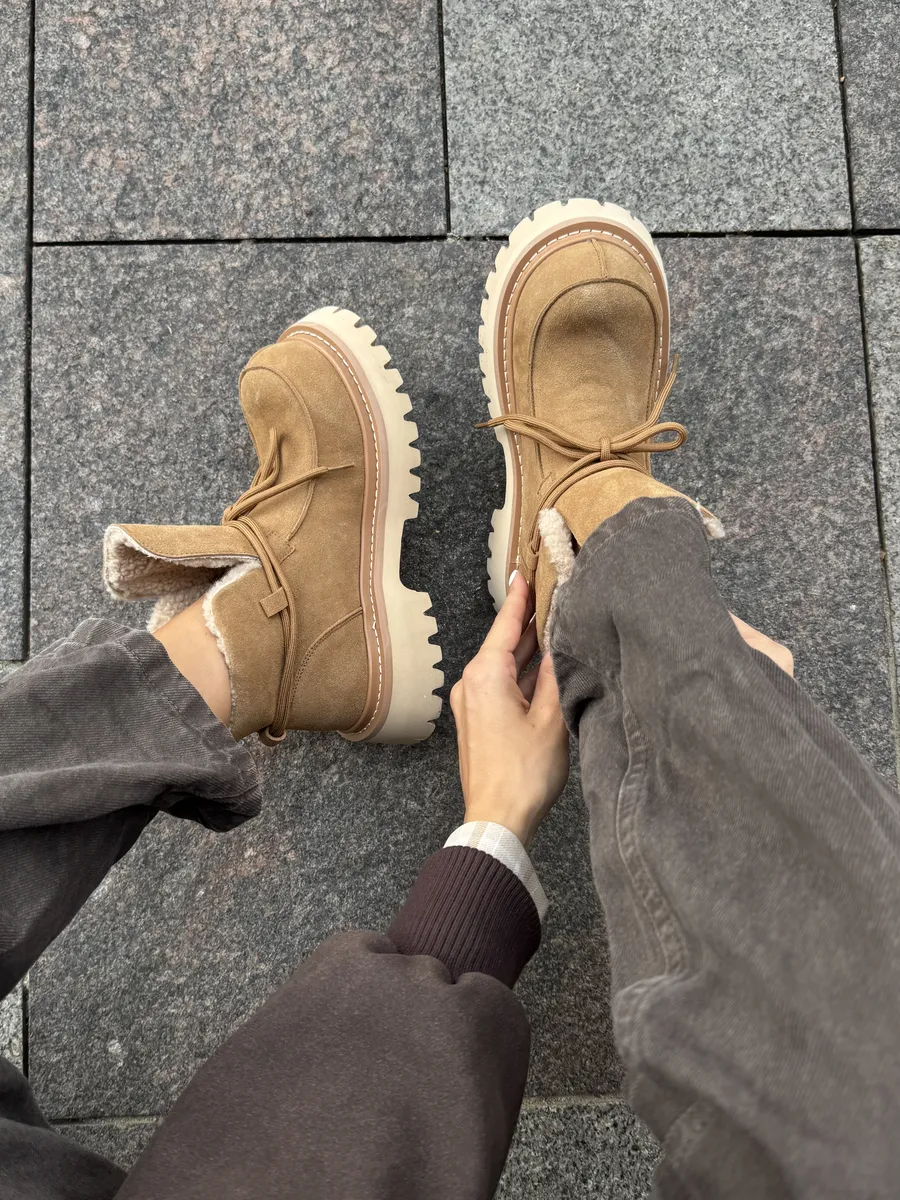 Ботинки женские натуральная замша шерсть