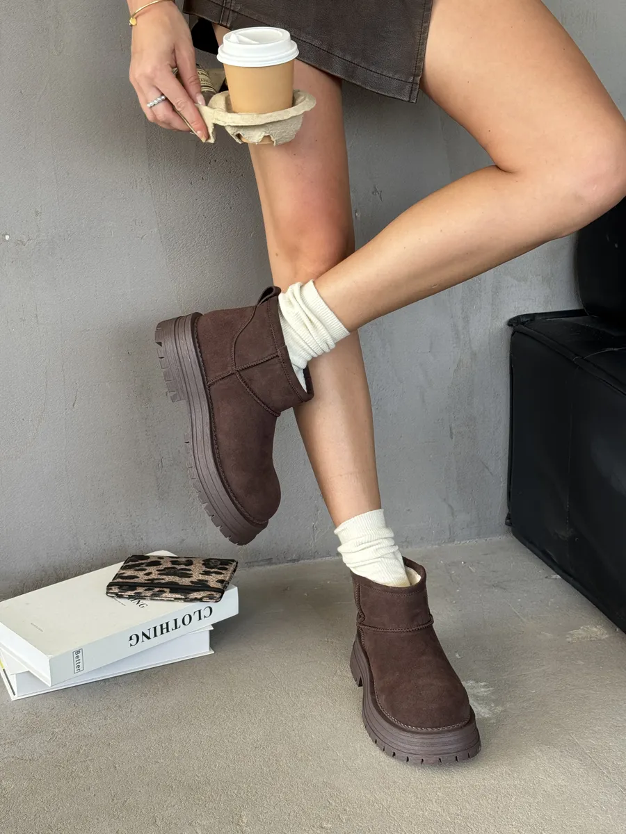 Ботинки женские натуральная замша шерсть