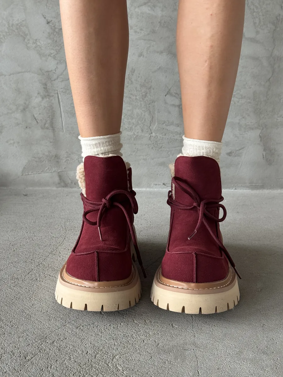 Ботинки женские натуральная замша шерсть