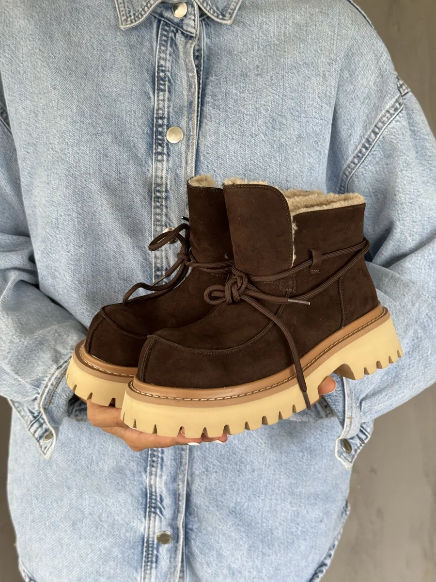 Ботинки женские натуральная замша шерсть