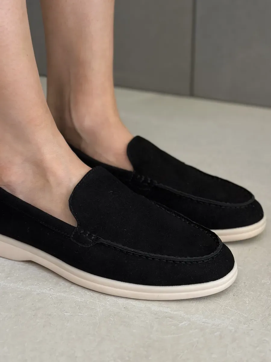 Лоферы женские натуральная замша