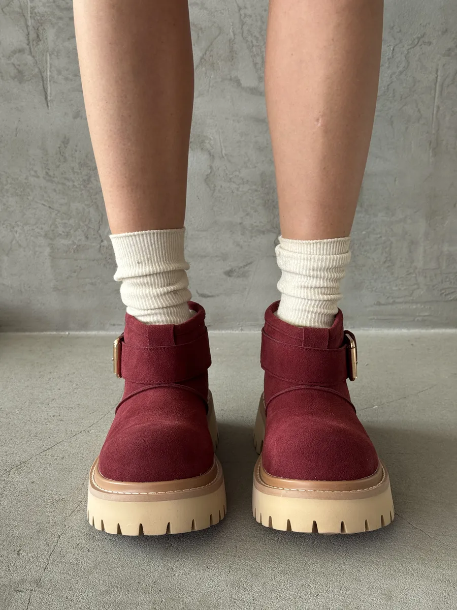 Ботинки женские натуральная замша шерсть