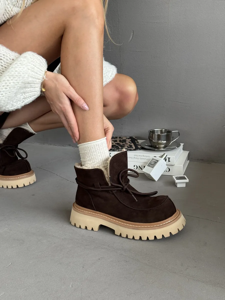 Ботинки женские натуральная замша шерсть