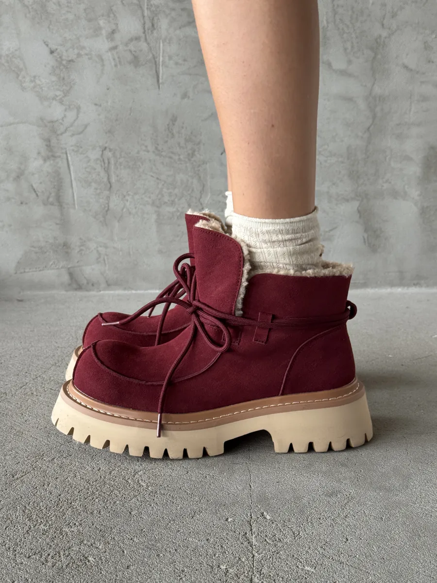 Ботинки женские натуральная замша шерсть