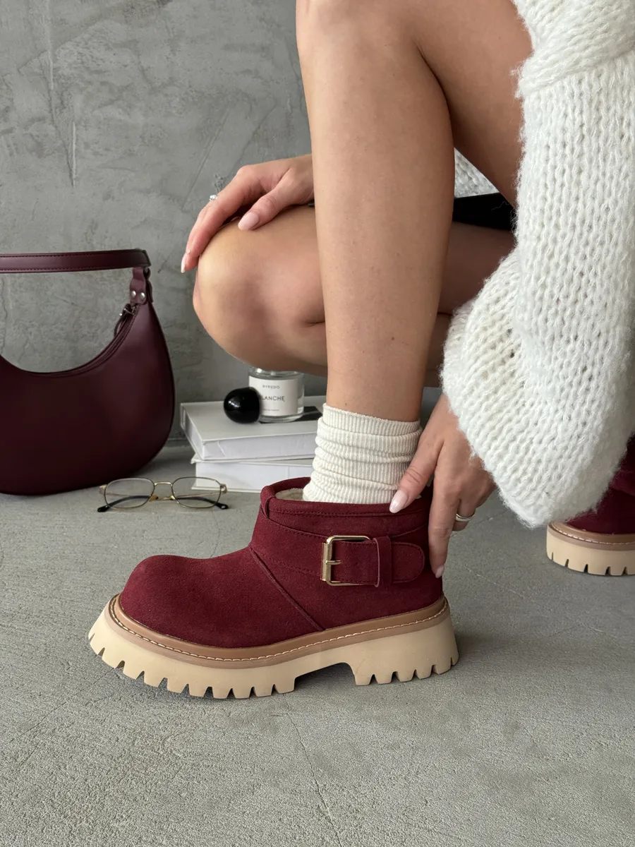 Ботинки женские натуральная замша шерсть