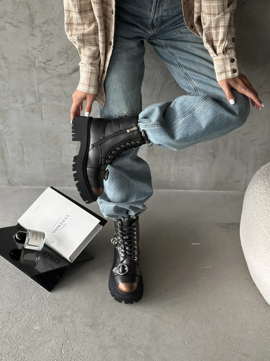 Ботинки женские экокожа шерсть