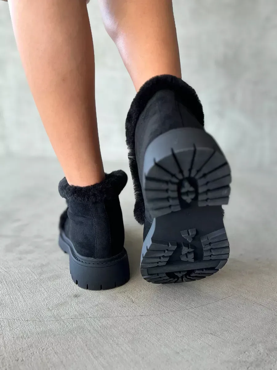 Ботинки женские экозамша шерсть