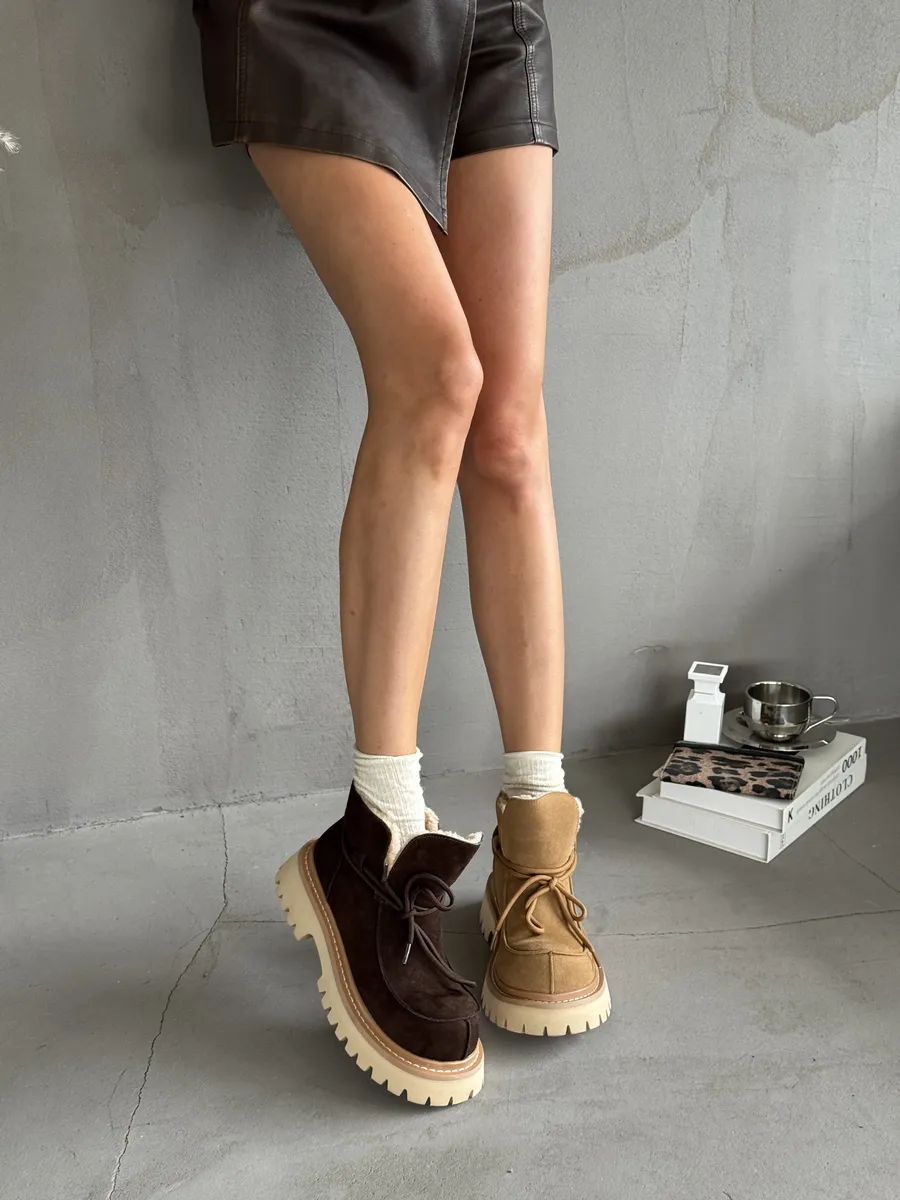 Ботинки женские натуральная замша шерсть