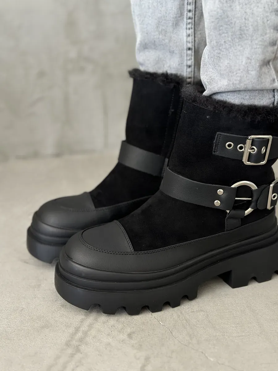 Ботинки женские экозамша шерсть