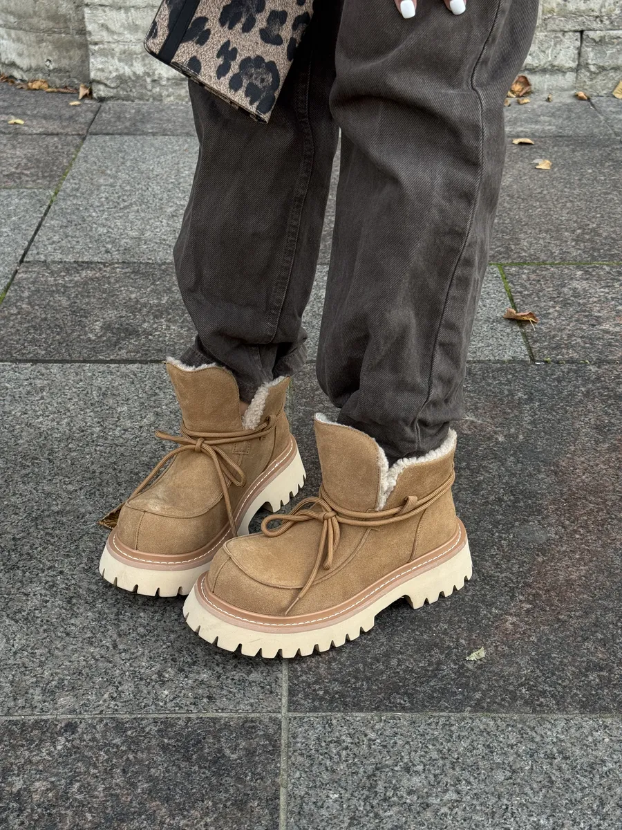 Ботинки женские натуральная замша шерсть